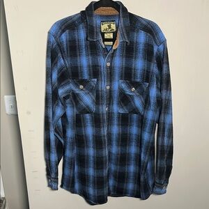 Field & Steam Blue gray and Black Plaid heavyweight flannel Button-Up shirts